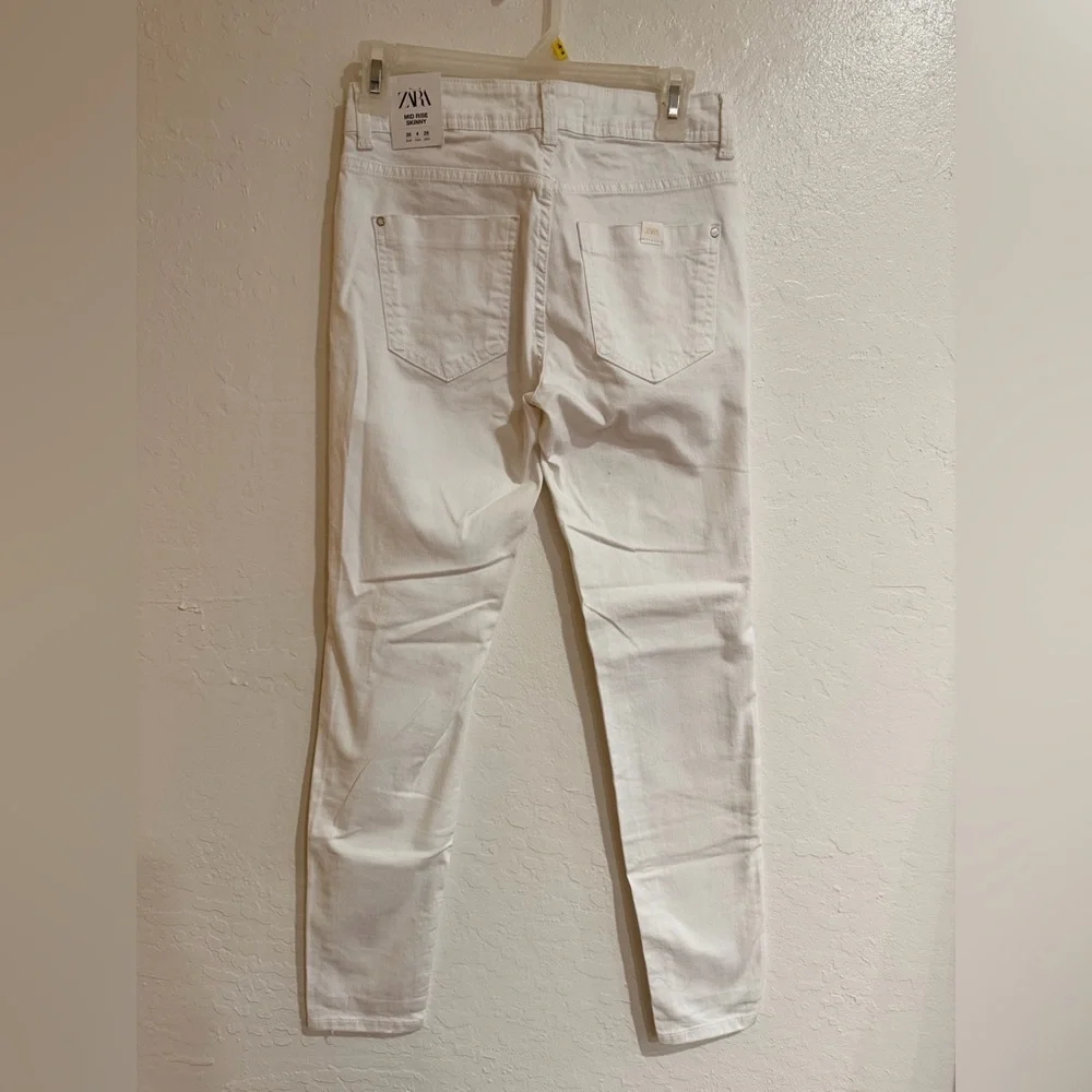 Zara White Denim Mid Rise Skinny Jeans size 4 - Picture 4 of 9